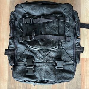Carroll Black motorcycle Leather Backpack Bag